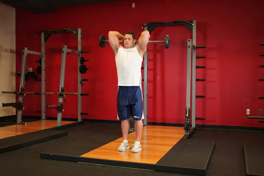 Standing Overhead Barbell Triceps Extension Standing Overhead Barbell Triceps Extension