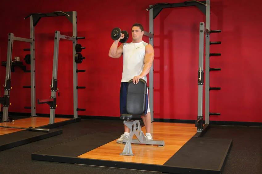Standing Palm-In One-Arm Dumbbell Press Standing Palm-In One-Arm Dumbbell Press