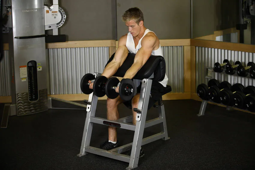 Two-Arm Dumbbell Preacher Curl Two-Arm Dumbbell Preacher Curl